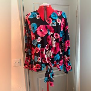 Juicy Couture floral blouse with knot on side